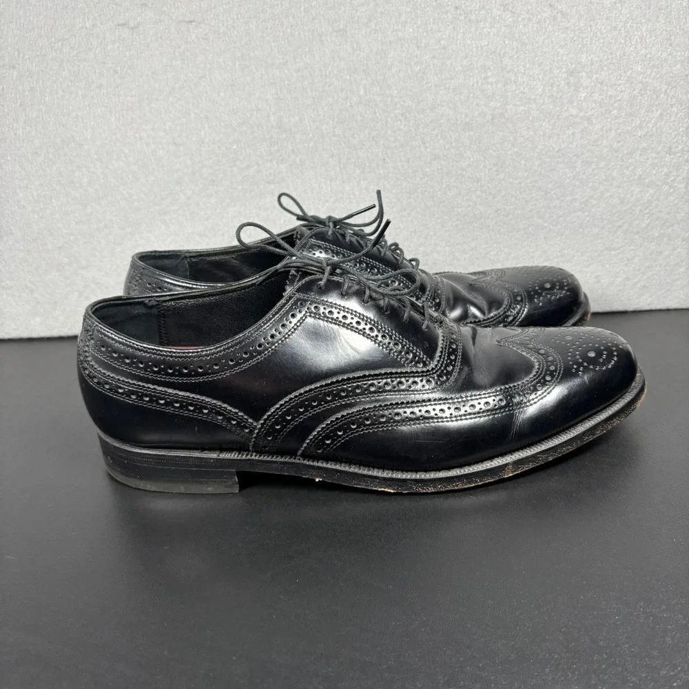 Florsheim Lexington Men's Wingtip Oxfords Black Leather Brogue Dress Shoes 8.5 D